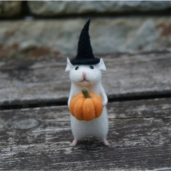 Halloween Mouse Decor Felted Wool Ornament | Cute Halloween Tree Hanging Decor, Standing Accessory for Table, Shelf or Desk, Room Decoration for Kitchen, Bedroom | Great Gift Idea