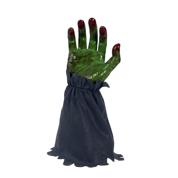 Halloween Moving Hand Decorations With Sound Activated, Animated Rising Hand with Tattered Cloth Sleeve, Lawn Decor for Graveyard Scene