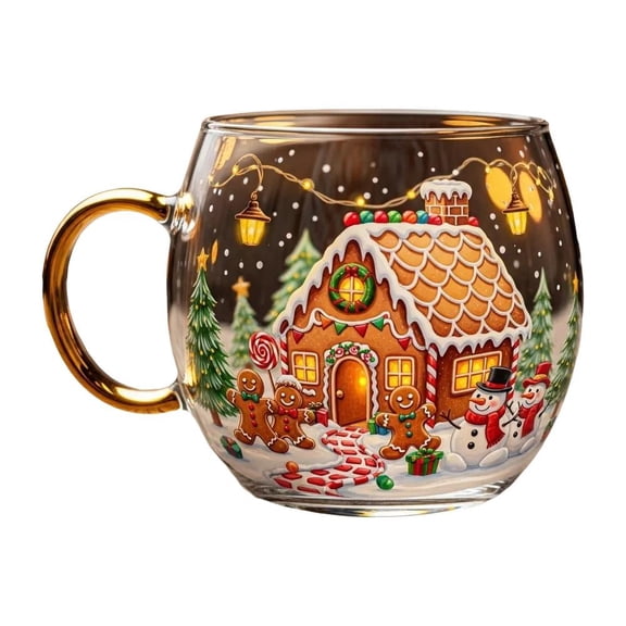 Halloween Mug,Christmas Cheer Glass Mug,Santa Pumpkin Design Ceramic Scenery M-UG Winter Collection,Glass Person