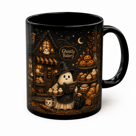 Halloween Mug Ghostly Bakery Ceramic Coffee Cup for Morning Coffee Halloween Lovers
