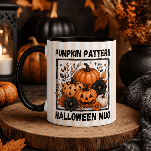 Halloween Mug Pumpkin Pattern Coffee Cup for Fall Coffee and Tea Halloween Lovers