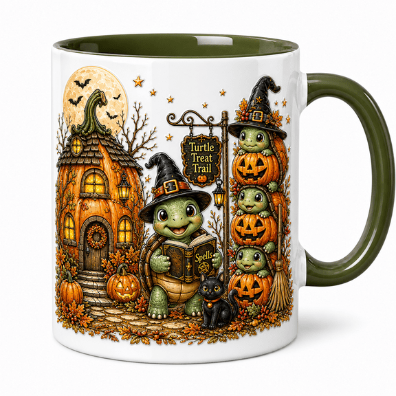 Halloween Mug Pumpkin Turtle Parade Ceramic Coffee Cup for Fall Sips Halloween Fans