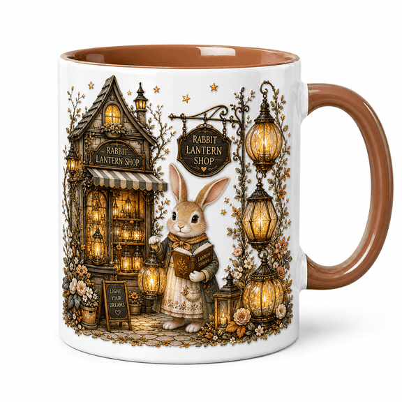 Halloween Mug Rabbit Lantern Shop Ceramic Coffee Cup for Autumn Sips and Spooky Season Fans