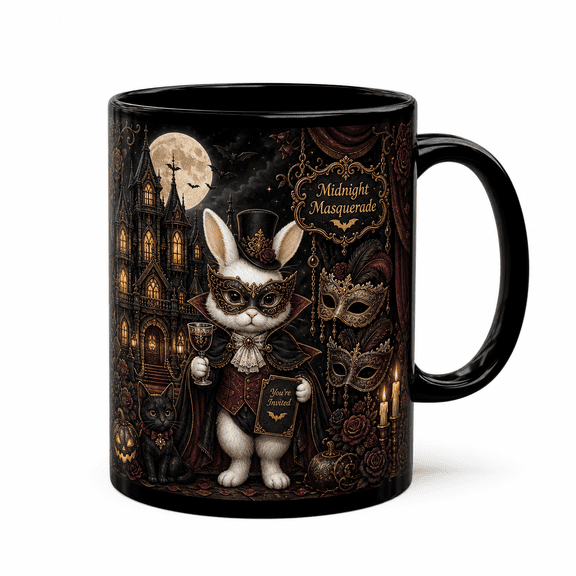 Halloween Mug Vampire Bunny Masquerade Ceramic Coffee Cup for Spooky Sips Gothic Gift