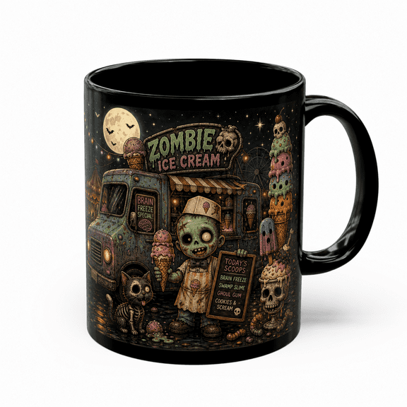 Halloween Mug Zombie Ice Cream Truck Ceramic Coffee Cup for Morning Coffee Horror Fans
