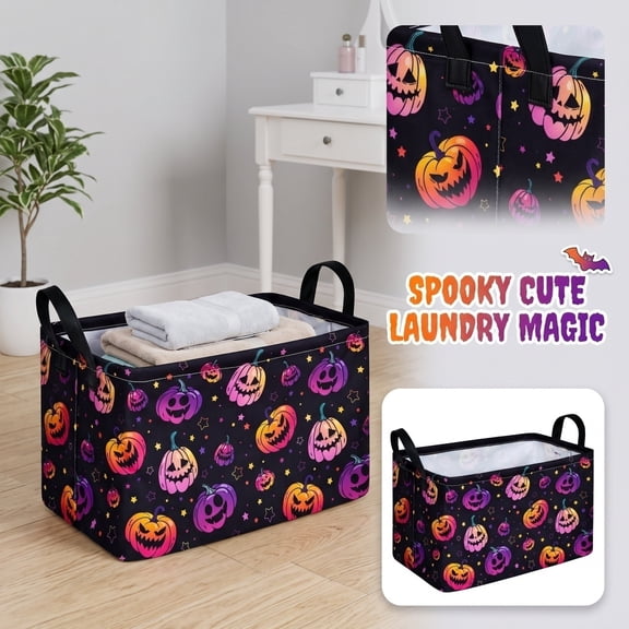 Halloween Multi Cartoon Pattern Unfilled Storage Bin, Classic Halloween Party Decor, Portable Sundries Organizer, Universal Holiday Storage Ornament for Family Party