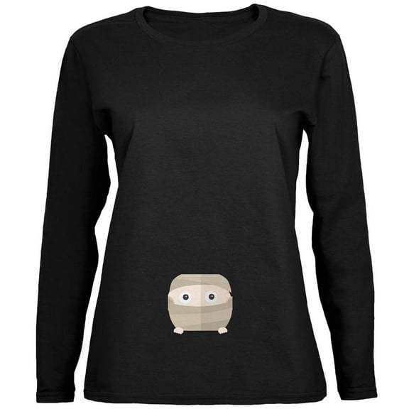 Halloween Mummy Baby Black Womens Long Sleeve T-Shirt - 2X-Large