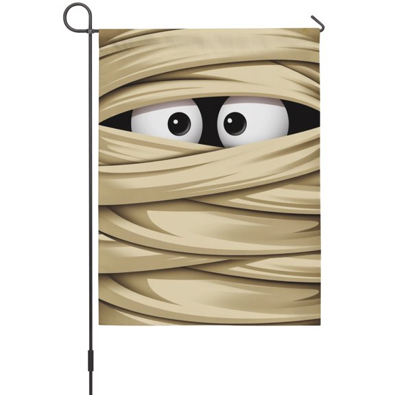 Halloween Mummy Eye House Flag 28 x 40 Inches, Yellow Bandage Wrapped Mummy Horror Eyes Weather Proof Outdoor Patio Flags Double Sided Small House Decoration for Yard Lawn Outside Home