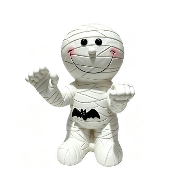 Halloween Mummy LED Decor, 9.05 Inch Resin Mummy Figurine with USB Powered Light, Glowing Tabletop Ornament for Halloween Party, Mantel and Holiday Gift