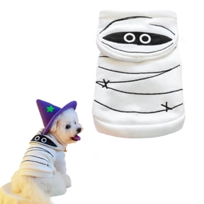 Halloween Mummy Pet Hoodie,White Polyester Fleece Dog Cat Sweater With Hood & Wrap Detail, Funny Mummy Costume For Indoor Outdoor Party New