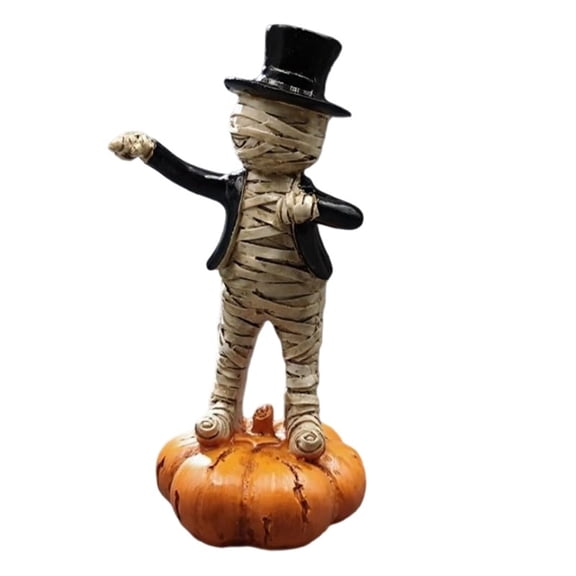 Halloween Mummy Pumpkin Decoration Set 1 Pcs Dancing Mummy Figurines with Pumpkin Bases Desktop Ornament for Holiday Party A