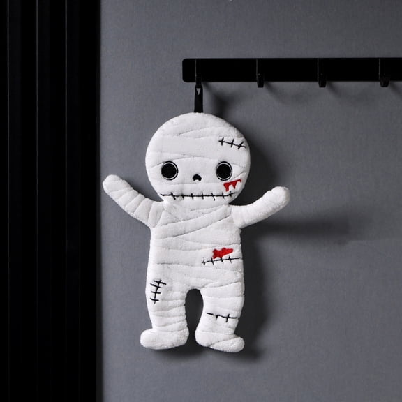 Halloween Mummy Shaped Hanging Hand Towel Thick Corals Fleece Water Absorbing Cartoons Decor Cloth For Kitchen Bathroom Halloween Holiday Indoor Wall Hanging Cleaning Rag