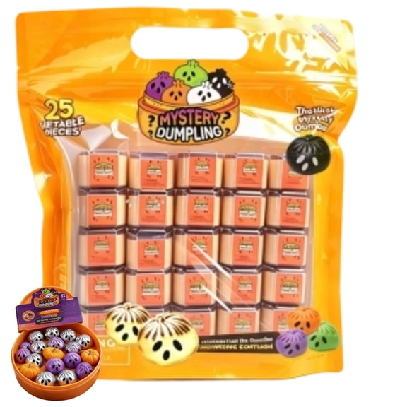 Halloween Mystery Dumplings Squishy Toys, 1.2" Spooky Ghost Bao Bun Squeeze Fidgets for School Giveaways, Halloween Party Supplies, Prize Box Toys and Goodie Bag Fillers