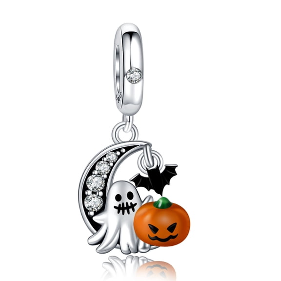 Halloween NINGAN 925 Sterling Silver Charm for Bracelets Ghost Pumpkin Pendant Charm Women Bracelet Charm