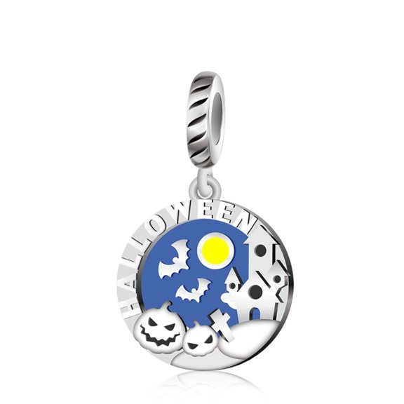 Halloween NINGAN 925 Sterling Silver Charm for Bracelets Pumpkin Castle Pendant Charm Women Bracelet Charm