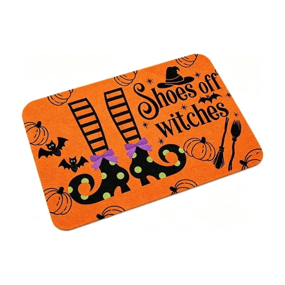 Halloween Natural Coir Door Mat, Front Door Outdoor Doormat Outside Entrance Porch Non Slip Rubber Rug for Halloween Farmhouse Decor, 16x24in