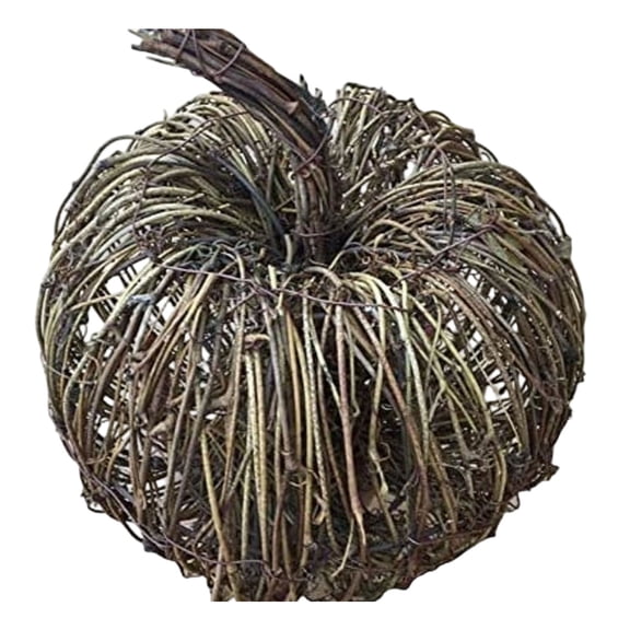 Halloween Natural Rattan Pumpkin Shape Decor Wicker Pumpkin, Handwoven Grapevine Rustic Centerpiece for Fall Autumn Holiday Display Party Tabletop Home Decor (7.87")