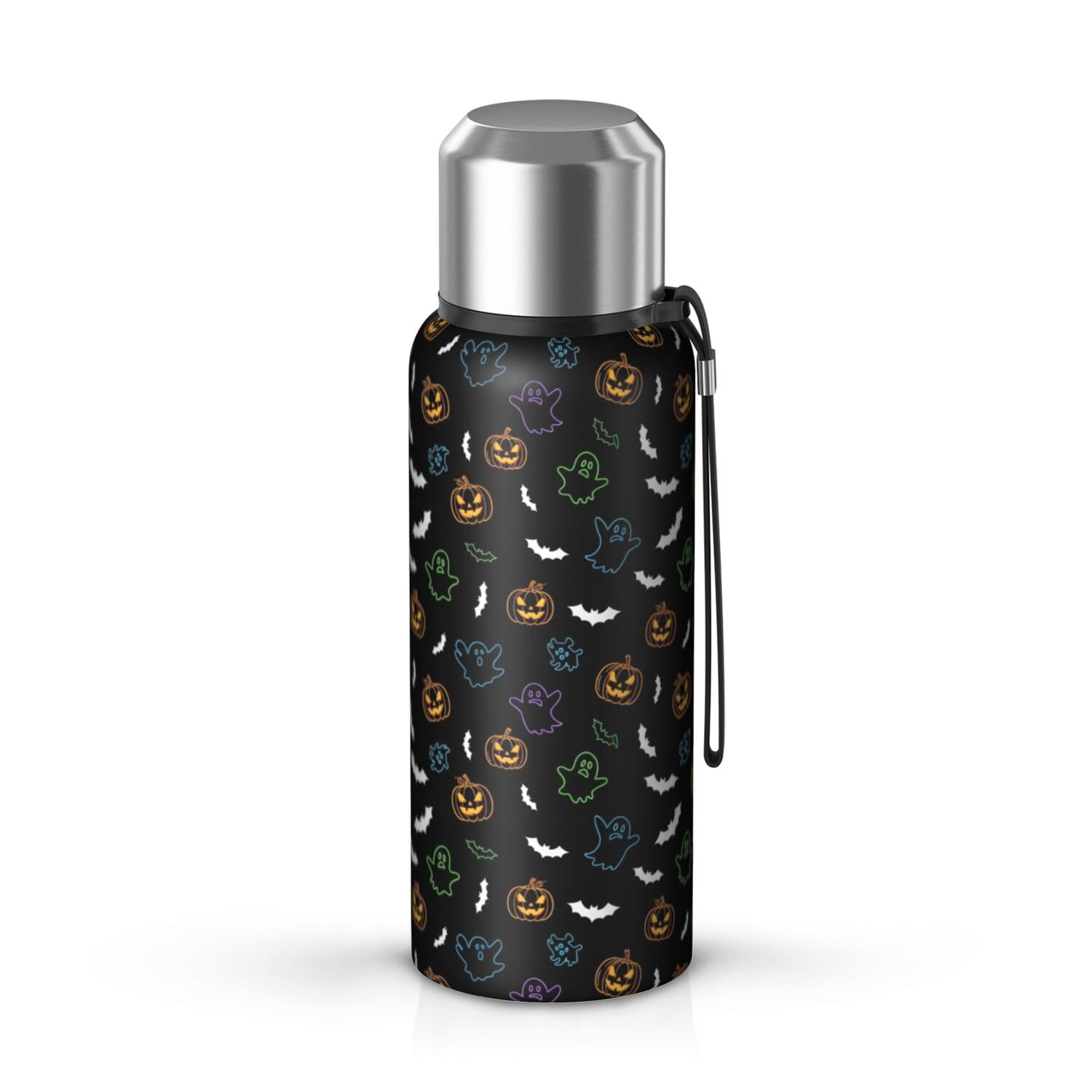 Halloween Neon Ghost Pumpkin Bat Pattern Insulated Coffee Thermos ...