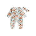thumbnail image 1 of Halloween Newborn Baby Girl Outfit Long Sleeve Pumpkin Flower Jumpsuit Playsuit Headband 2Pcs Fall Winter Clothes, 1 of 8