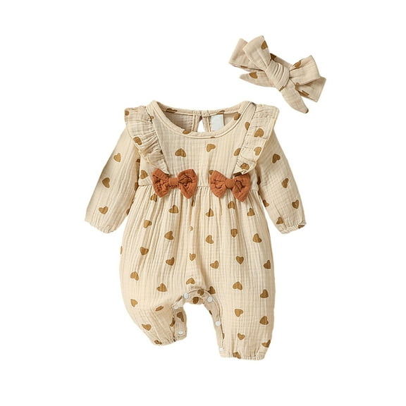 Halloween Newborn Baby Girl Outfits Ruffle Pumpkin Long Sleeve Romper Jumpsuit with Headband Set Waffle Fall Clothes 0-12M