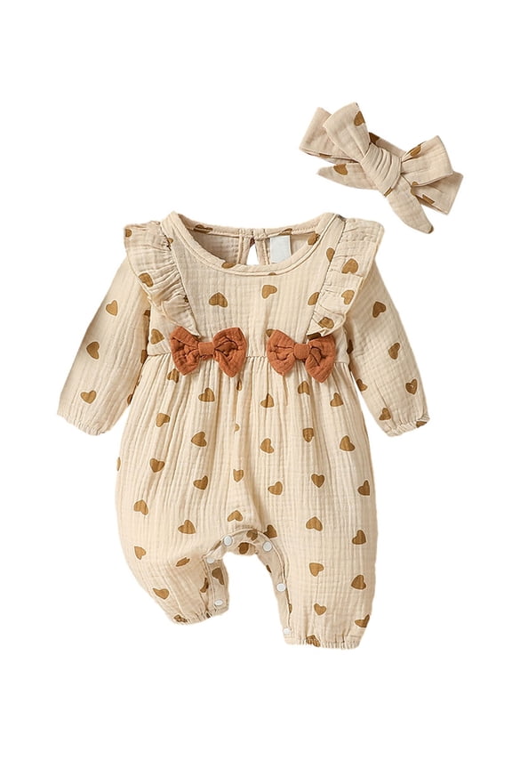 Halloween Newborn Baby Girl Outfits Ruffle Pumpkin Long Sleeve Romper Jumpsuit with Headband Set Waffle Fall Clothes 0-12M