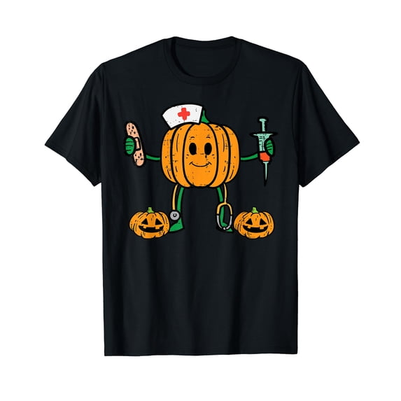 Halloween Nicu Nurse Pumpkin Funny Scrub Top Costume Mens Womens T-Shirt