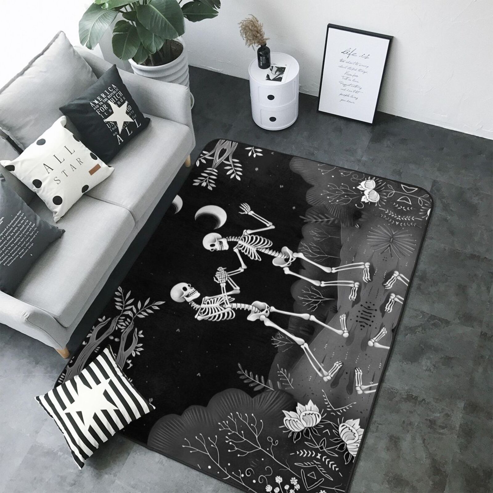 Halloween Night Dancing Skeleton Area Rugs for Living Room Bedroom, 5x7 ...