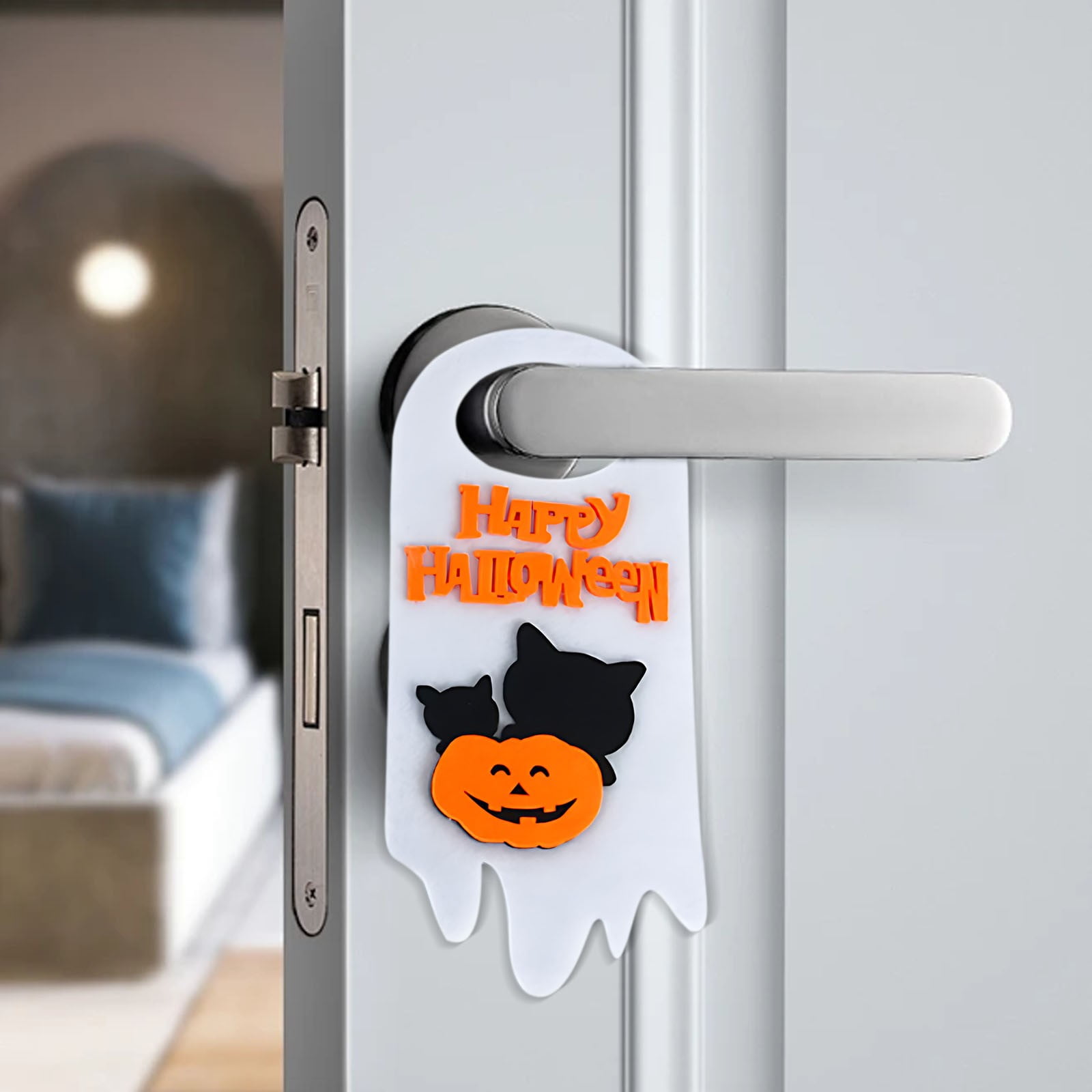 Halloween Night Door Hanging Decorative White Ghost Pumpkin Door