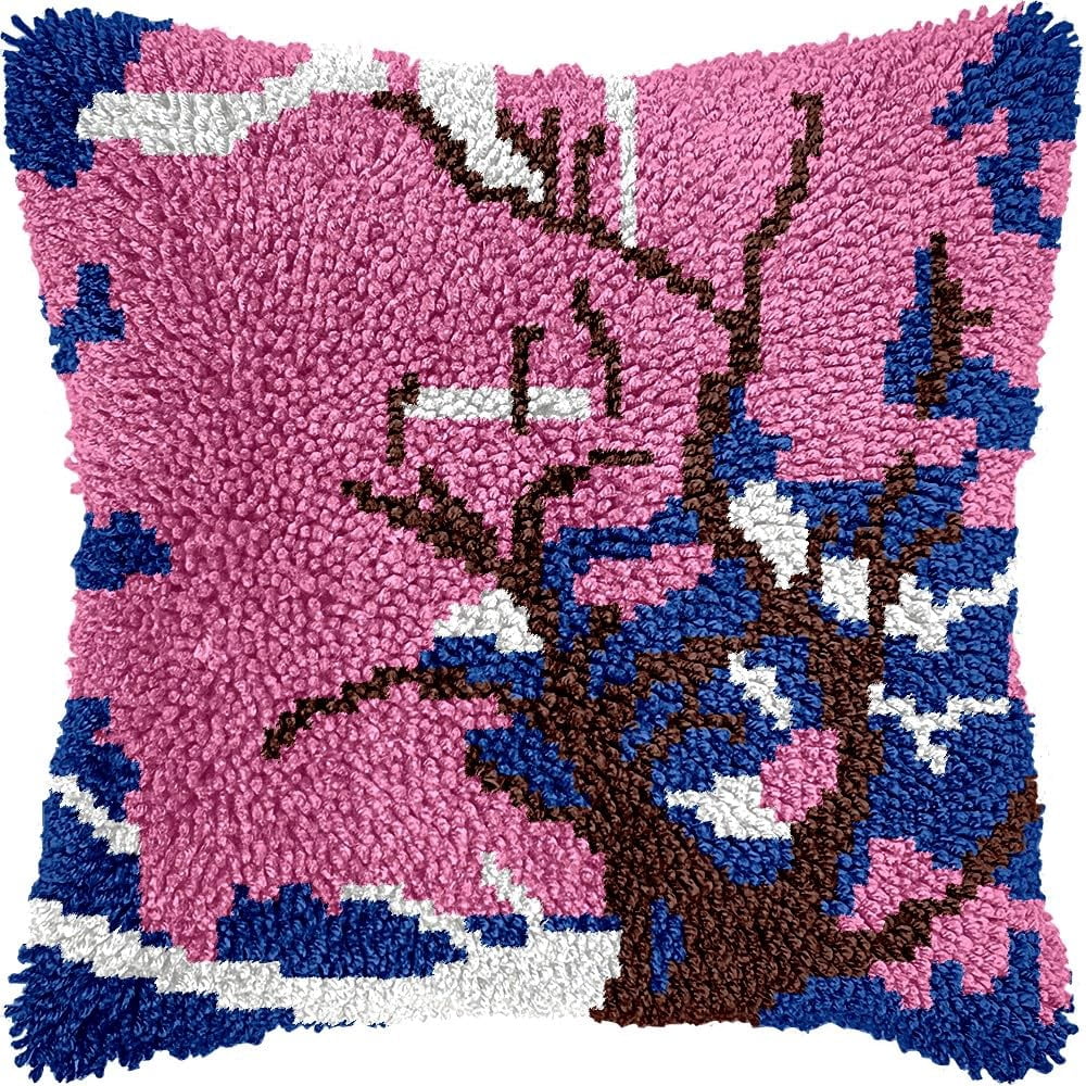 Halloween Night Latch Hook Kits Pillow kits Cushion Throw Pillow Embroidery Craft Kits DIY Kits of DIY Hooking Pillowcase Cover Supplier with Color Printed Canvas 43x43cm (53)