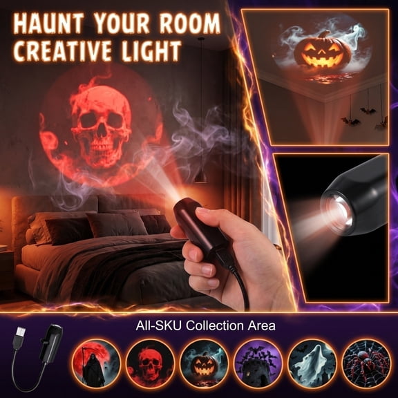 Halloween Night Light 11 Inch Led Light Projector Usb Night Light for Spooky Halloween Decor Indoor Halloween Party Decor 1 Pack