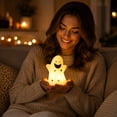 thumbnail image 1 of Halloween Night Light Decor Mini Glowing Ghost LED Table Lamp 4.72x2.95x2.76in Plastic Warm LED & Cute Design for Desktop Bedroom Indoor Halloween Home Decor by MPOISVA, 1 of 7