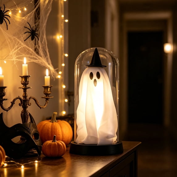 Halloween Night Light Ghost in Dome Color Changing LED Fabric Lamp Battery Operated Tabletop by OVFUIZ