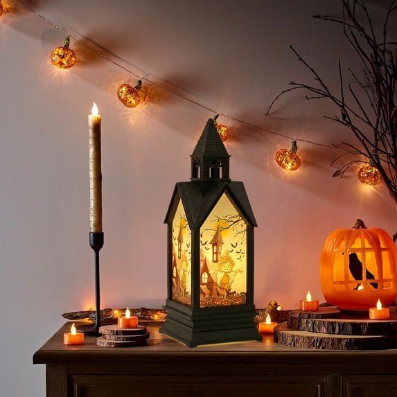 Halloween Night Light Pendant Electronic Candle Castle Wind Lamp Party Hanging Decor by OVFUIZ