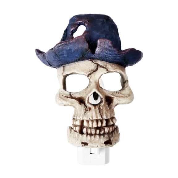 Halloween Night Light Plug In, Gothic Skeleton Pirate Design Plug in Night Light, Spooky Holiday Indoor Accent Lighting for Bedroom Entryway, 1 Pack