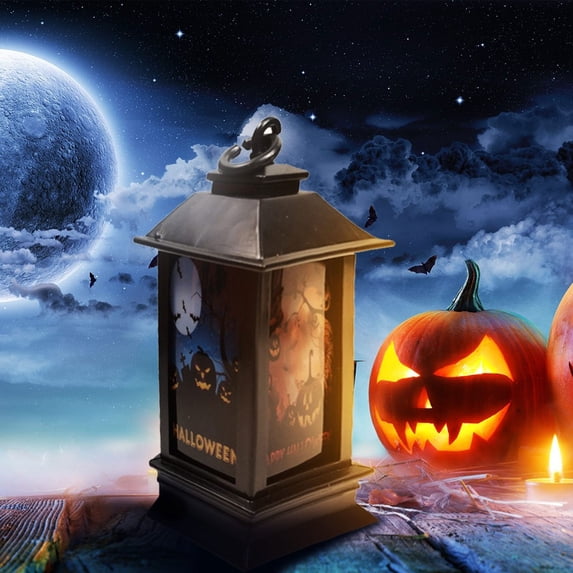 Halloween Night Light Set 3Pcs Plastic Glowing Ornaments Spooky Table Decor Party Supply by OVFUIZ