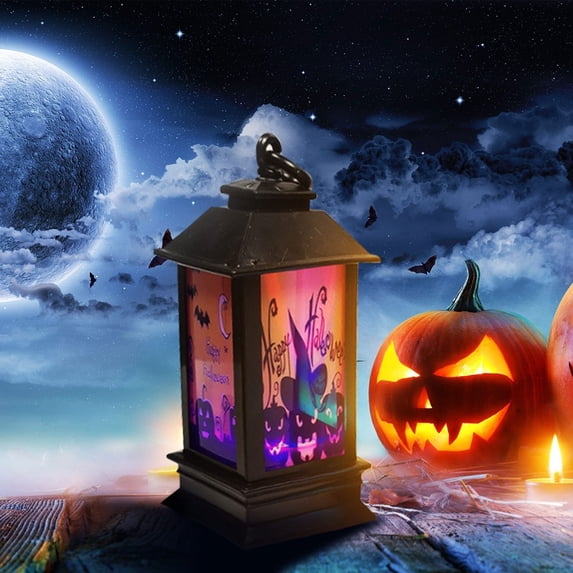 Halloween Night Light Set 3Pcs Plastic Glowing Ornaments Spooky Table Decor Party Supply by OVFUIZ