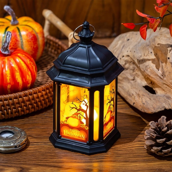 Halloween Night Light Small Round Electronic Candle Handheld Party Table Decor by OVFUIZ