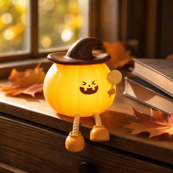 Halloween Night Light Wind Handheld Pumpkin LED 4.13in Party Prop Ornament Decor by OVFUIZ