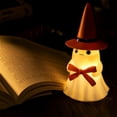 thumbnail image 1 of Halloween Night Light Witch Hat Ghost Resin 5.1in Warm LED Tabletop Ornament by OVFUIZ, 1 of 6