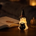 thumbnail image 1 of Halloween Night Light Witch Hat Ghost Resin 5.1in Warm LED Tabletop Ornament by OVFUIZ, 1 of 7