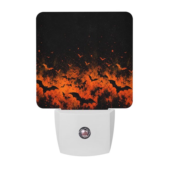 Halloween Night Lights, Spooky Red Night Fire Clouds Darkness Black Bats Smart Auto Dusk to Dawn Sensor Nightlights Plug-in Nightlight for Bedroom Bathroom Living Room Kitchen Hallway