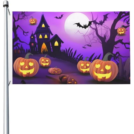 Halloween Night Moon Yard House Flags Double Sided, Pumpkin House Banner with Grommets Indoor Outdoor Party Holiday Home Decor