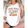 thumbnail image 1 of Halloween Night Shift Nurse T Shirt Funny Graphic Tee Top Healthcare Workers Short Sleeve Round Neck White S-5XL, 1 of 4