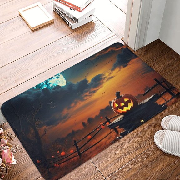 Halloween Night Sky Floor mat Anti-Slip Easy to Clean Doormat Bedroom Kitchen Bathroom wear-Resistant Low-Profile Design 16x24 inch
