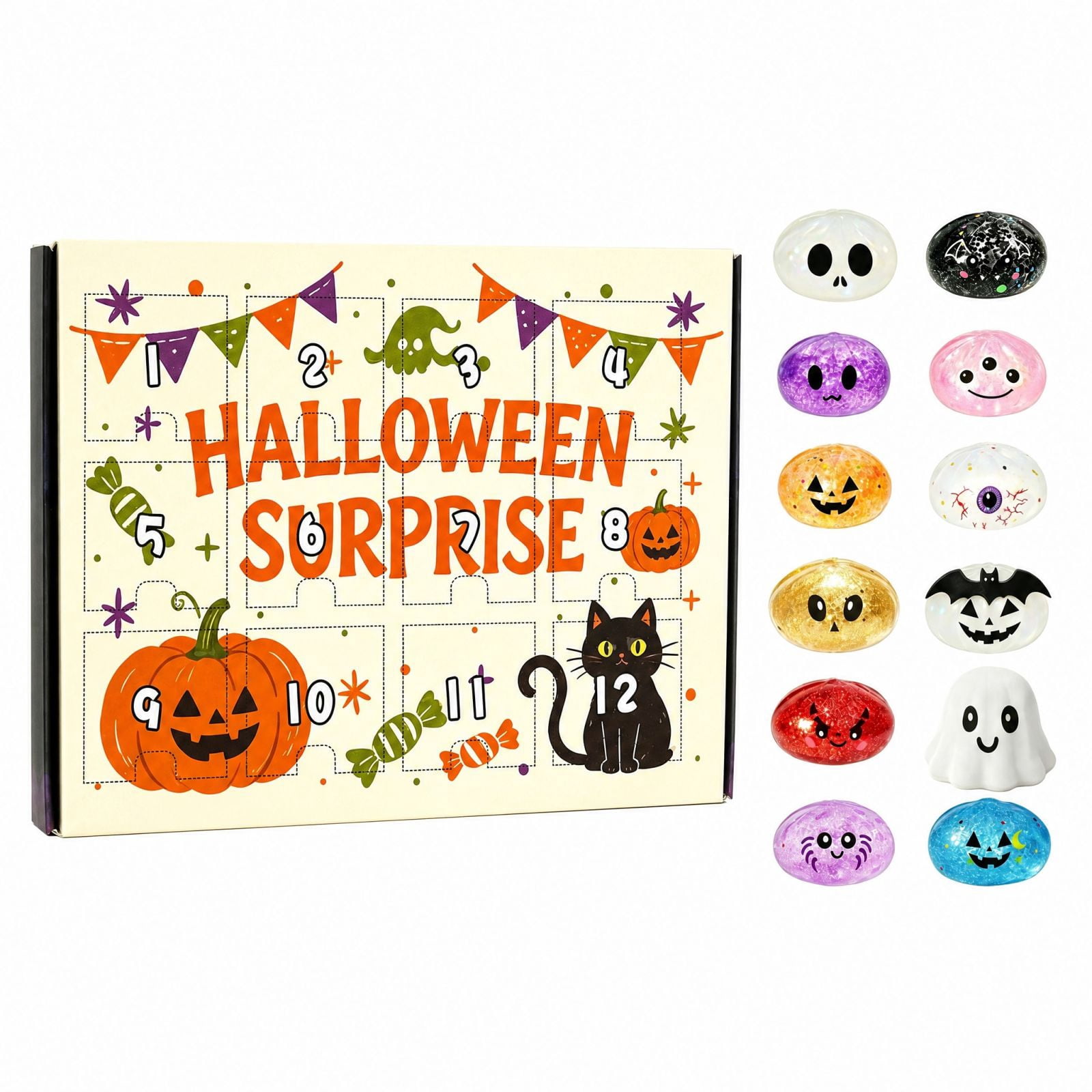 Halloween Night Squishy Dumpling Countdown Calendar, 12 Kids Party ...