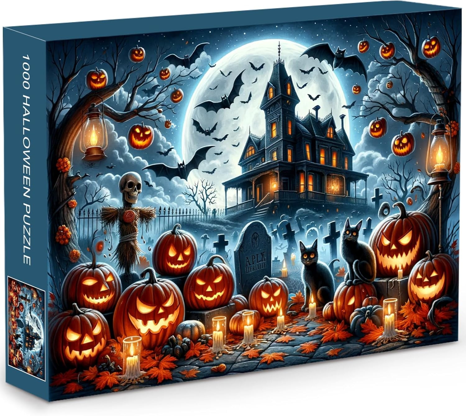 Halloween Night 1000 Piece Puzzle For Adults - Spooky Scene Jigsaw With Reference Poster (27.5x19.7 Inches) - View #13