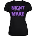 thumbnail image 1 of Halloween Nightmare Horror Purple Dripping Text Juniors Soft T Shirt Black SM, 1 of 2