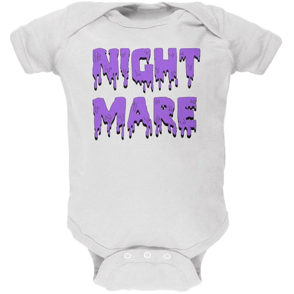 Halloween Nightmare Horror Purple Dripping Text Soft Baby One Piece White 18 Month
