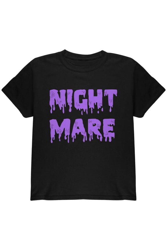 Halloween Nightmare Horror Purple Dripping Text Youth T Shirt Black YSM