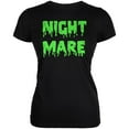 thumbnail image 1 of Halloween Nightmare Horror Slime Dripping Text Juniors Soft T Shirt Black SM, 1 of 2